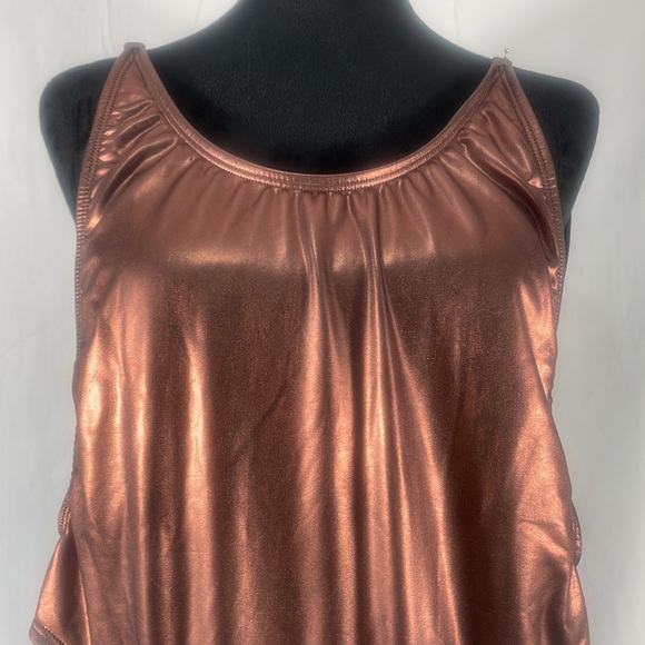 Bronze golden brown, one piece metallic swimsuit,bathing suit size small - Picture 4 of 11
